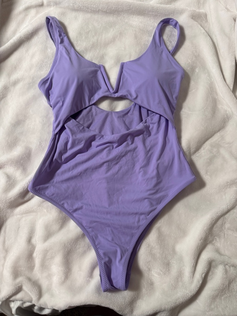 Lavender One-Piece Swimsuit - Classic Cutout Design